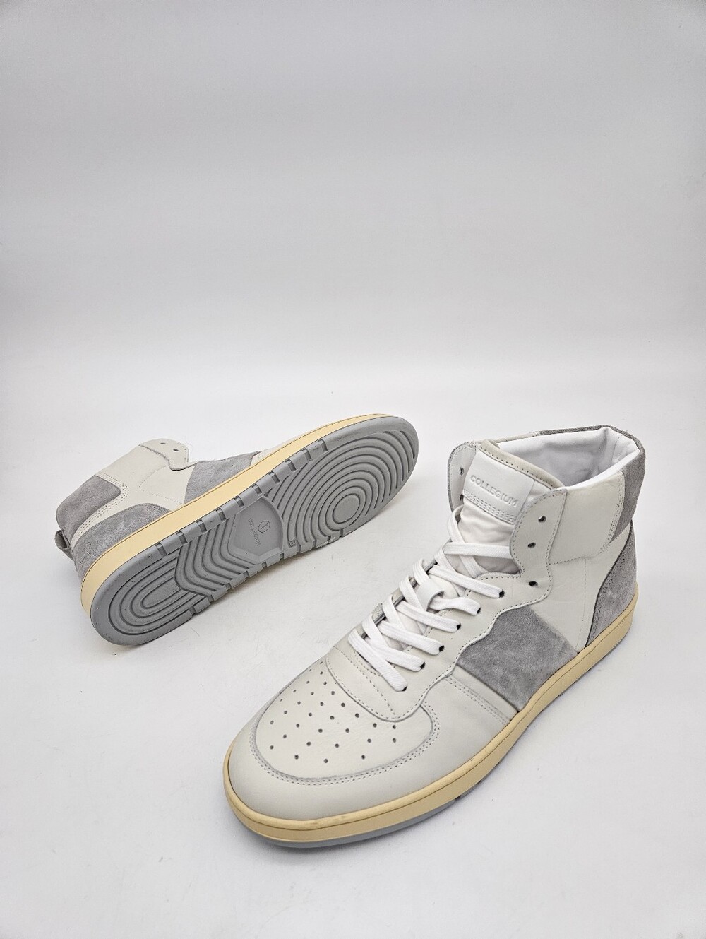 COLLEGIUM Men’s Pillar Destroyer High Sneakers White Shadow Suede 45 / 12 US NEW